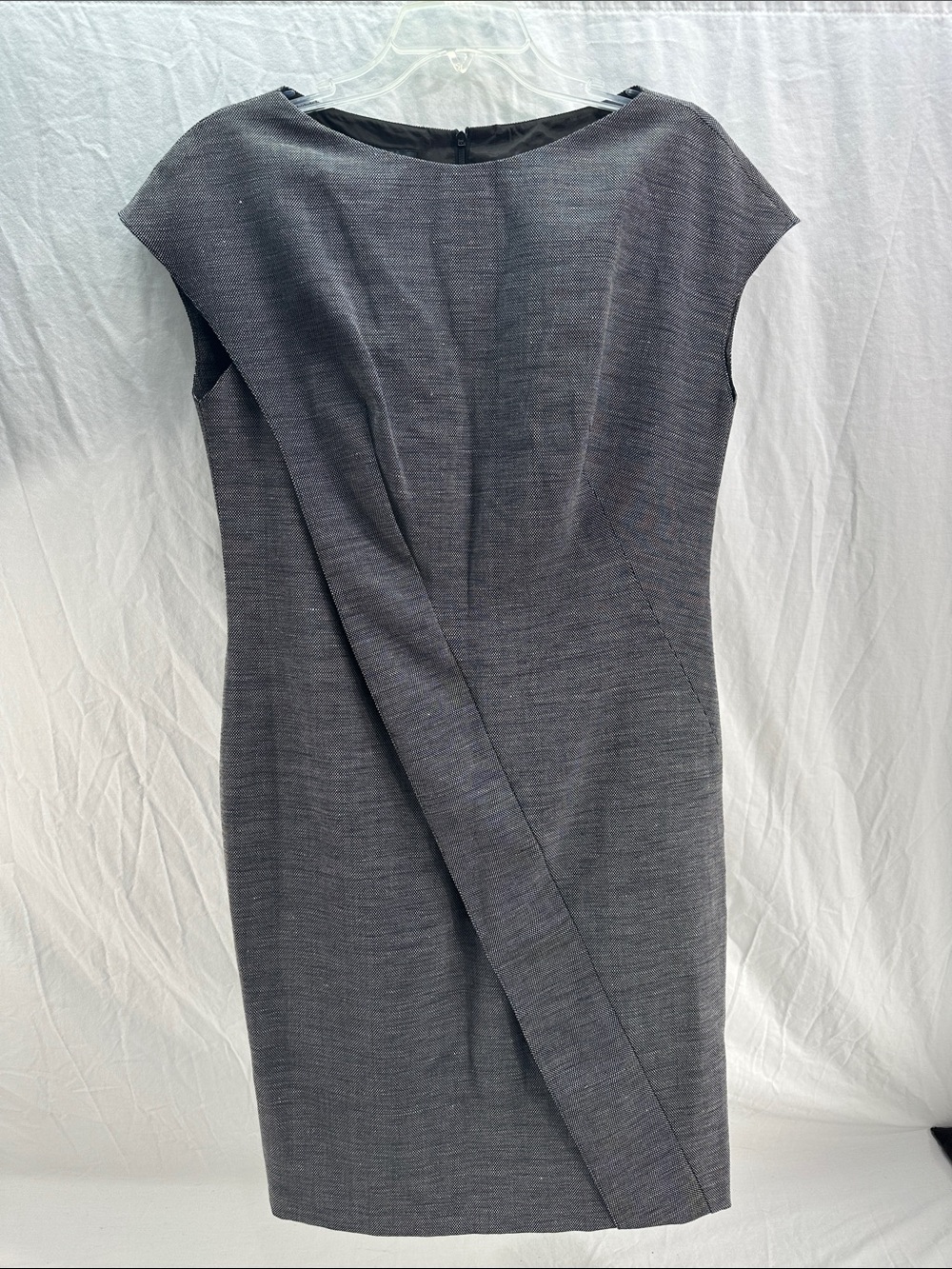 Escada Patterned Black/Gry Womens Sheath Dress Eu 38 US 8 Cap Sleeve Black Label